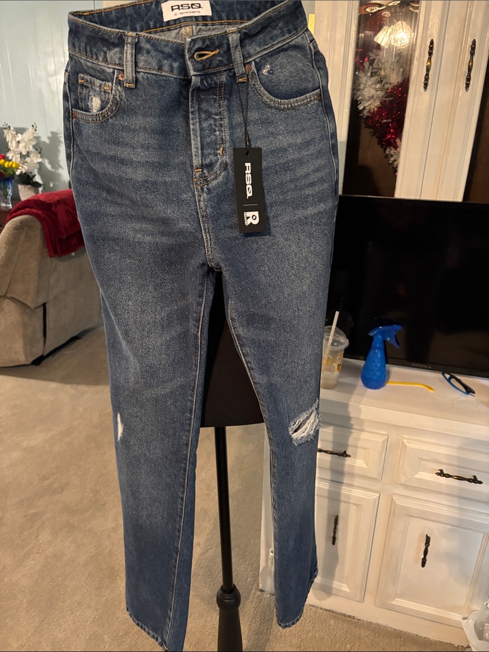 Size 23- RSQ Women's High-Rise Blue Distressed Jeans